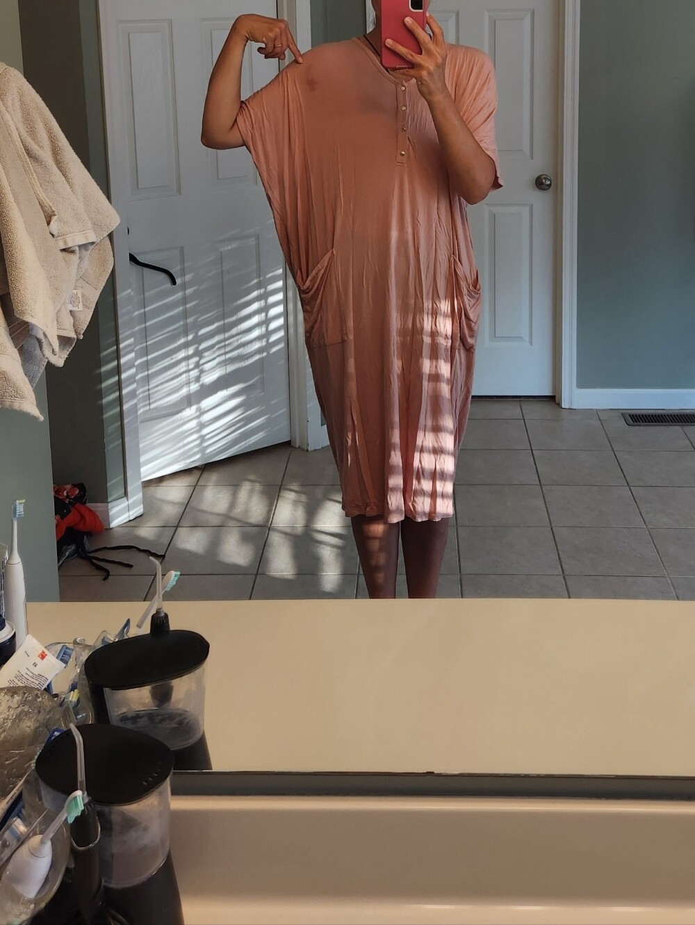 Dwell And Slumber One Size Maternity Postpartum Desert Rose Nightdress Cocoon - Picture 11 of 13